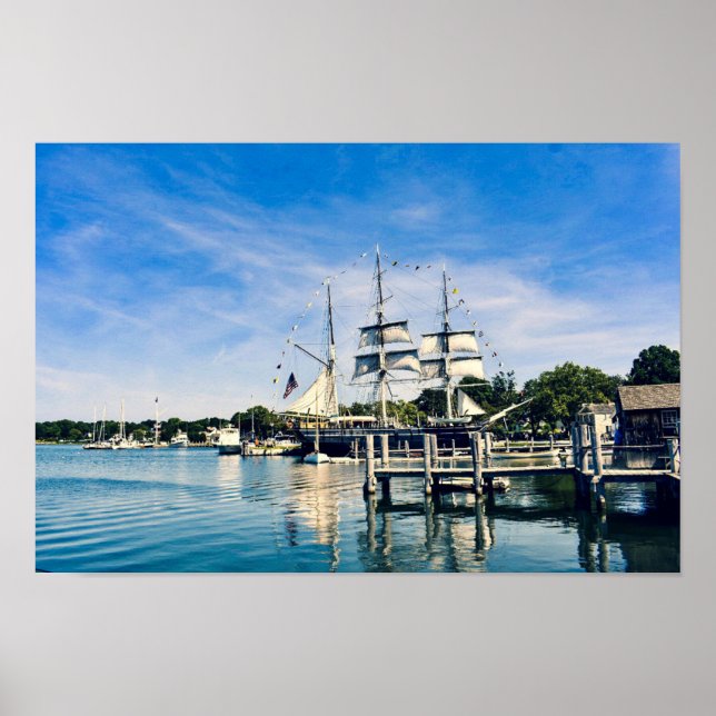 Mystic Harbor Clipper Ship Poster (Frente)