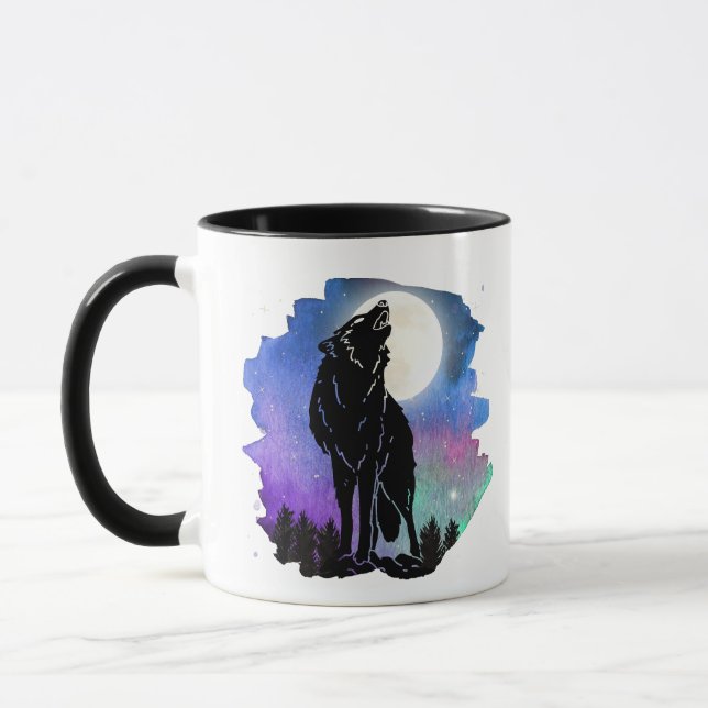 Mystic Howling Wolf Silhouette - caneca de dois to (Esquerda)