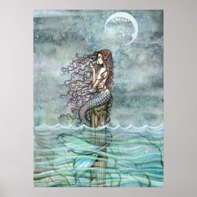 Mystic Pearl Mermaid Fantasy Art Poster (Frente)
