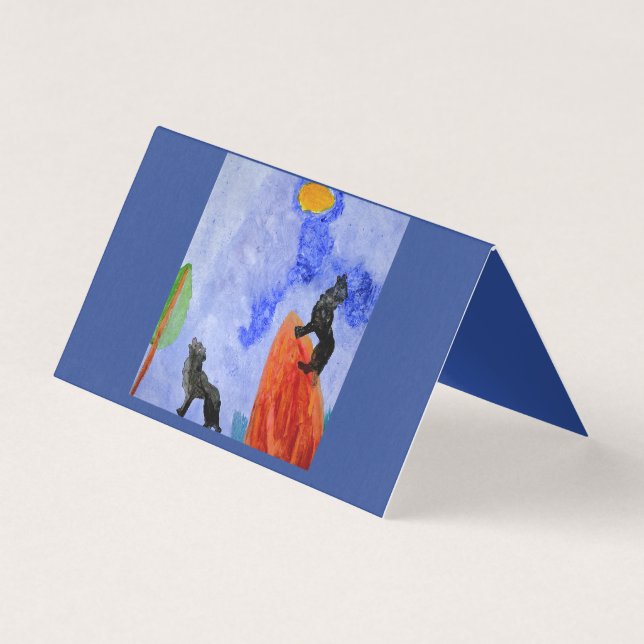 Mystical Wolf Night Watercolor Folded Card (Frente)