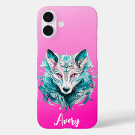 Mystical Wolf | Turquesa Elegante e Lobo Rosa
