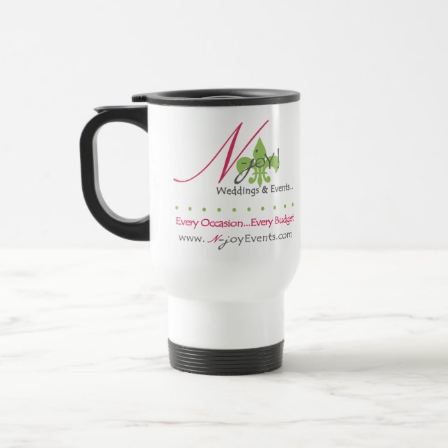 N-alegria! Branco de St Louis com caneca de viagem (Esquerda)