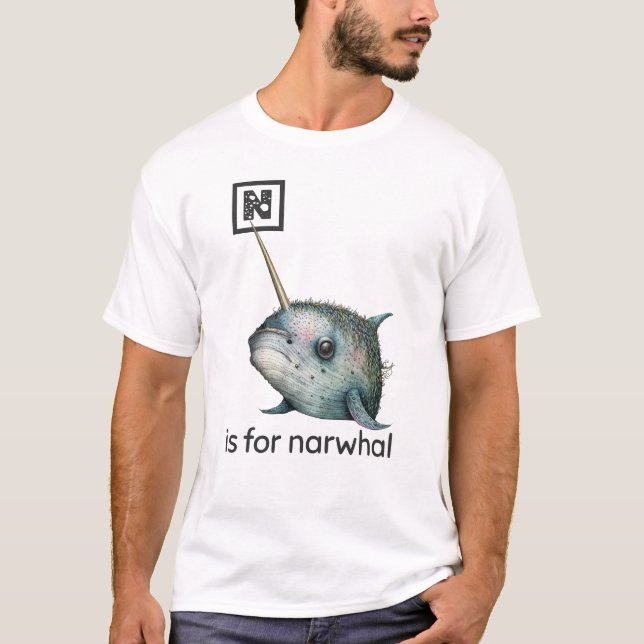 N é para o T-Shirt Narwhal (Frente)