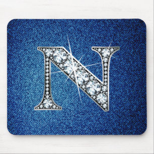 N Faux-"Diamond Bling" em Denim Mousepad