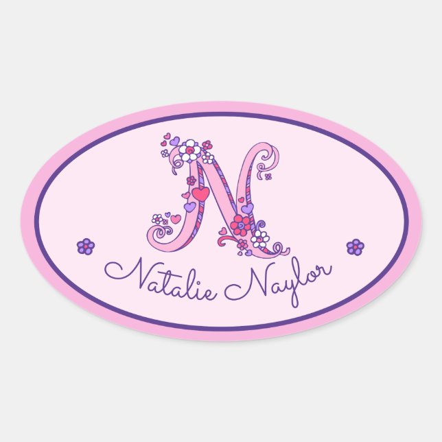 N letra monograma nome personalizado id adesivos c (Frente)