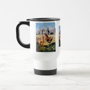 Na caneca de viagem da fazenda