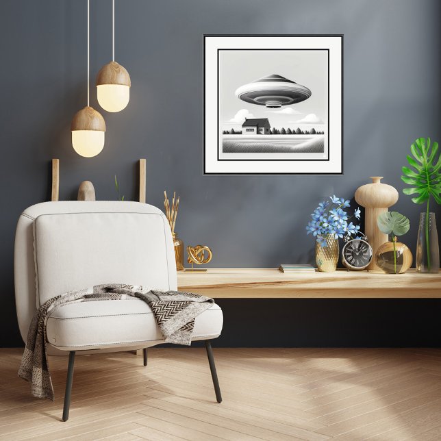 Na Fazenda - OVNI Art Impressão (Down On The Farm - UFO Art Print.
Art: Roger Smith)