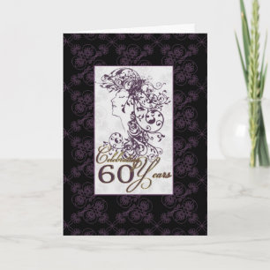 na moda 60º cartão de aniversário roxo e preto