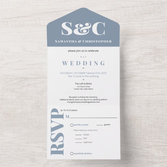 Na moda Barato Ampersand Monograma Blue Wedding (Interno)