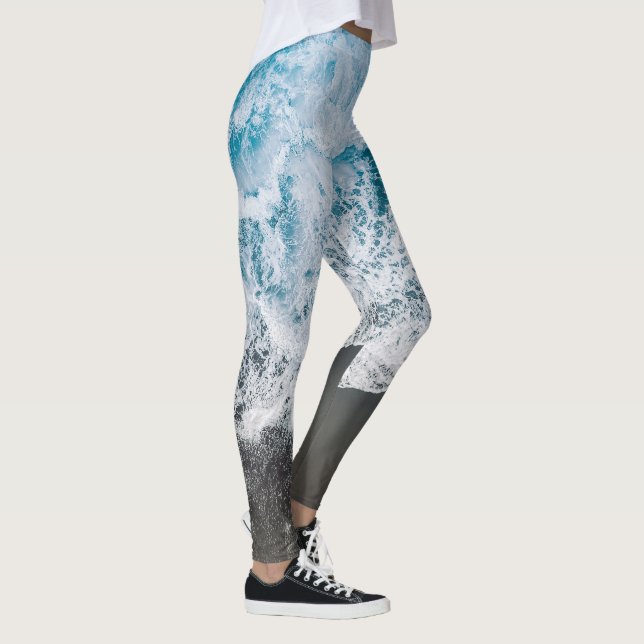 Na moda Beach Vibes Abstrato Leggings (Direita)