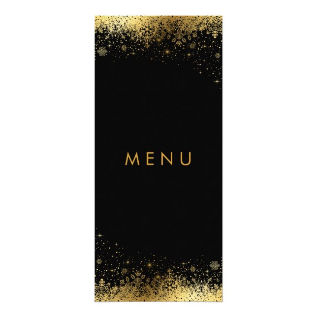Na moda Black and Dourado Snowflakes - Menu (Frente)