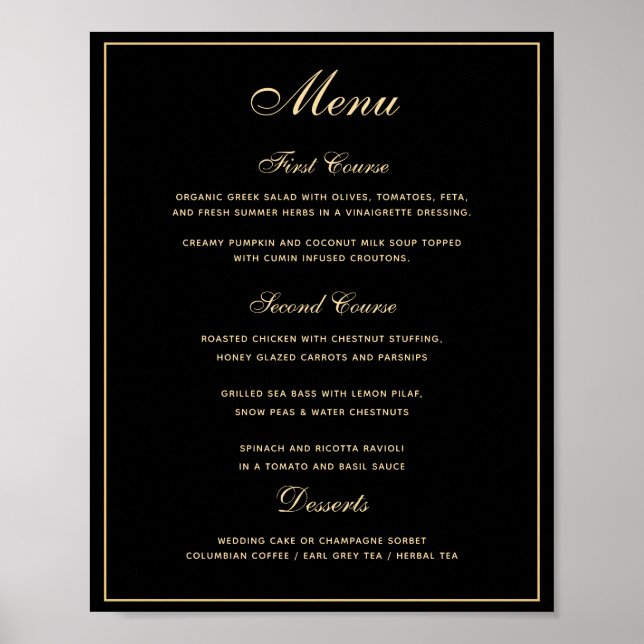 Na moda Black Dourado 3 rota Poster do Menu Casame (Frente)