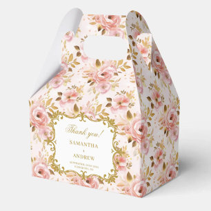 Na moda Blush Dourado Weding Caixa de agradeciment