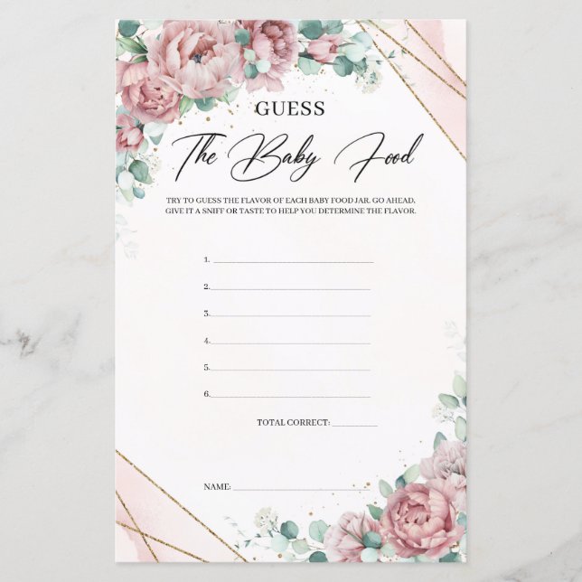 Na moda boho borrão ouro floral adivinha Comida be (Frente)