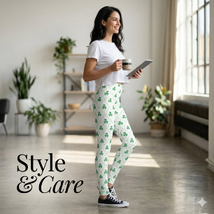 Na moda Clover Impressão Leggings para Visto Casua