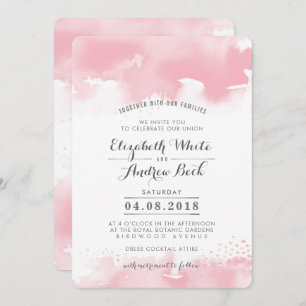 na moda convite de casamento aquarela cor rosa pin