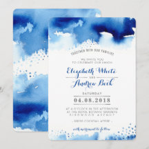 na moda convite de casamento aquática cor azul esc