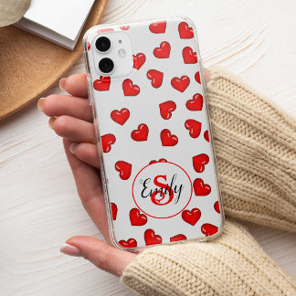 Na moda Corações vermelhos em monogramas brancos