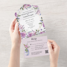 na moda d aquarela púrpura floral com código qr ca