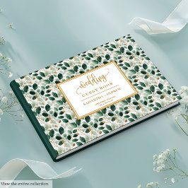 Na moda Dark Green E Dourado Livro de Convidados