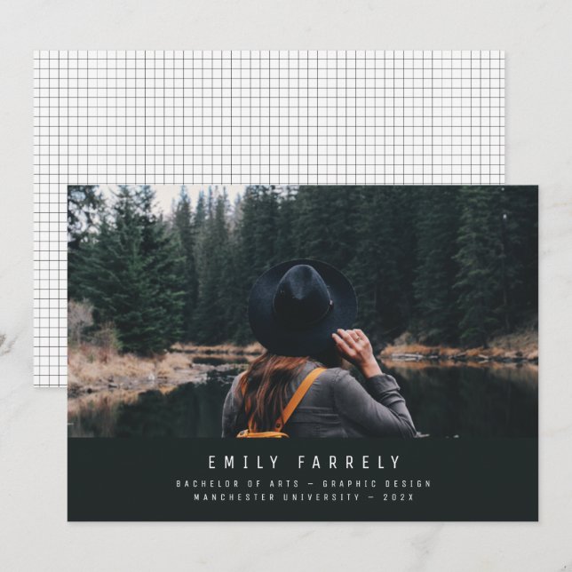 Na moda de graduação moderna e elegante (Frente/Verso)