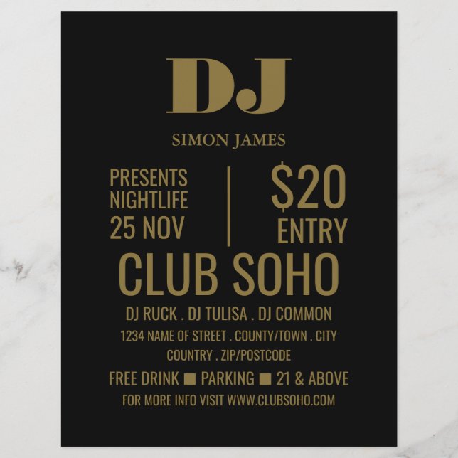 Na moda DJ, Club Event Advertising Flyer (Frente)