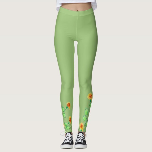 Na moda e Leggings Verdes Modernas (Frente)