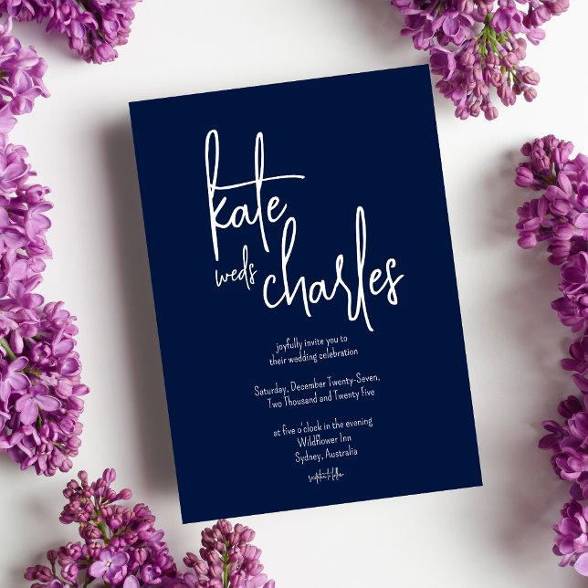 Na moda Elegant Modern Custom Names Convite de cas (Criador carregado)