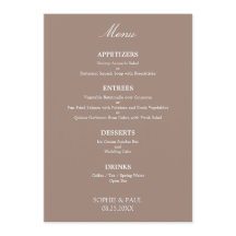 Na moda Elegante Menu de Casamento de Taupe