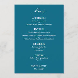 Na moda Elegante Turquesa Blue Weding Menu