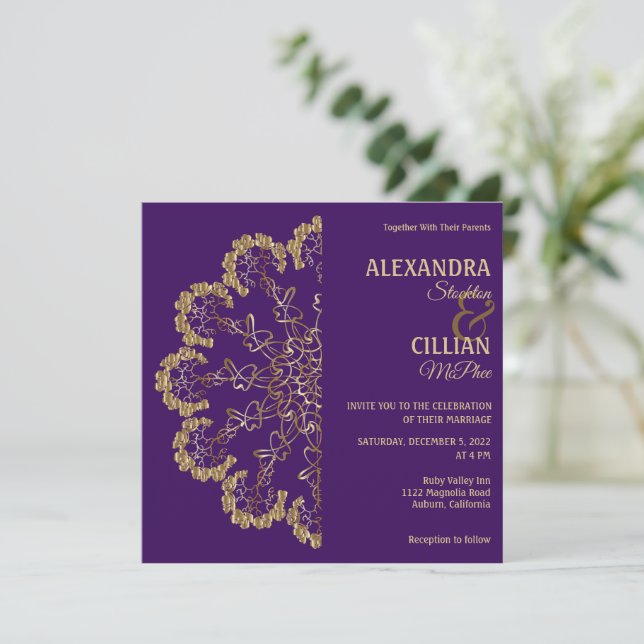 Na moda Floral Mandala Convite De Casamento (Em pé/Frente)
