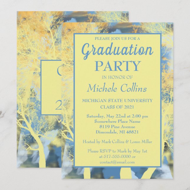 Na moda Forest Sunset Convite de festas (Frente/Verso)