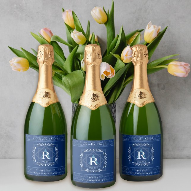 Na moda Frame Marinho Monograma (Modern stylish Monogram Design. )