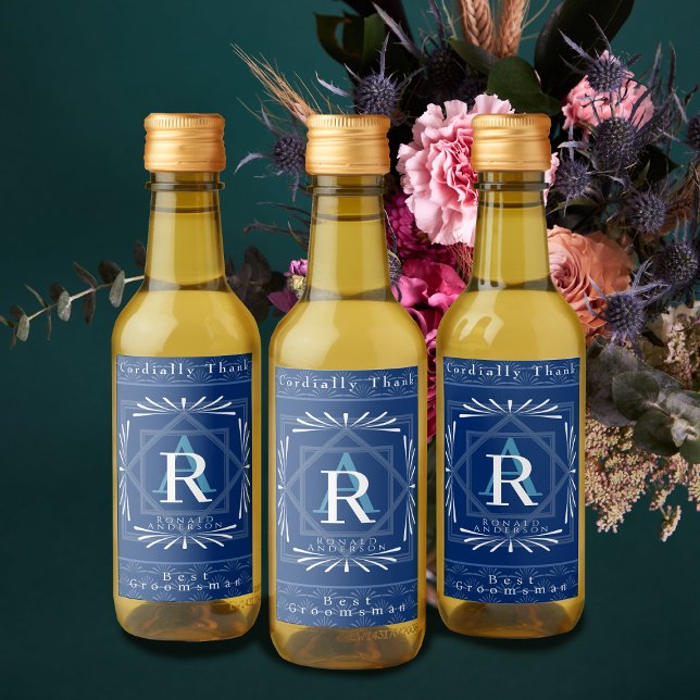 Na moda Frame Marinho Monograma (Modern stylish Monogram Design. )