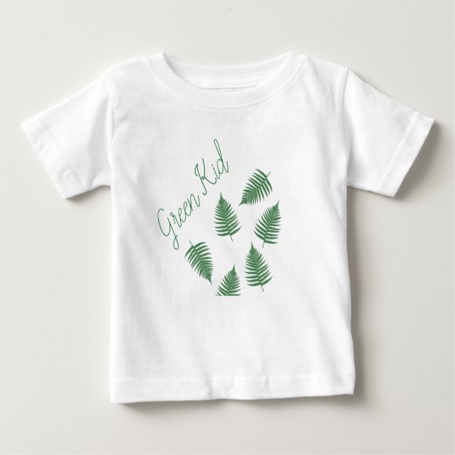 Na moda Green Kid Lucky Fern Camisa De Bebê (Frente)