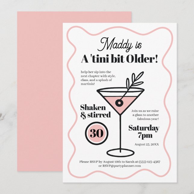 Na moda Martini - Convites para aniversário de 30  (Frente/Verso)