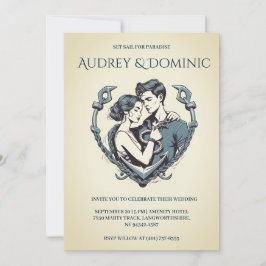 na moda mínimo de convites para casamento náutico