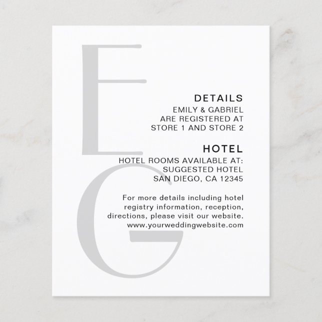 Na moda Monograma. Detalhes simples do casamento m (Frente)