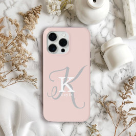 Na moda Monograma Único - Cor - de-rosa - Blush Fe
