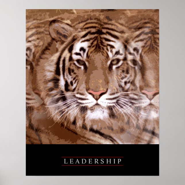 Na moda Motivational Leadership Tiger Poster (Frente)