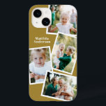 Na moda multifoto-família mostarda moderna elegant<br><div class="desc">Design de capa de telefone eletrônica da família de fotos múltipla na moda moderna. Aniversário ideal,  Natal,  dia de as mães ou design Dia de os pais. A cor da mostarda pode ser alterada.</div>