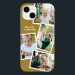 Na moda multifoto-família mostarda moderna elegant<br><div class="desc">Design de capa de telefone eletrônica da família de fotos múltipla na moda moderna. Aniversário ideal,  Natal,  dia de as mães ou design Dia de os pais. A cor da mostarda pode ser alterada.</div>