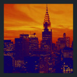Na moda Orange Blue Retro Pop Art New York Poster<br><div class="desc">Imagem de Estilo Antigo do Nova Iorque Midtown - Trabalhos de arte Vintage de Nova Iorque</div>