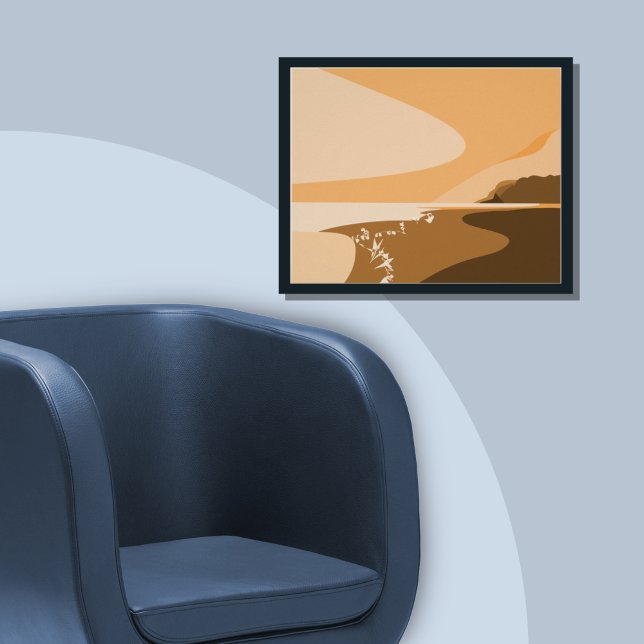 Na moda Orange Digital Art Beach Seascape Poster (Criador carregado)