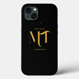 Na moda preto e Dourado Monograma - Letras iniciai