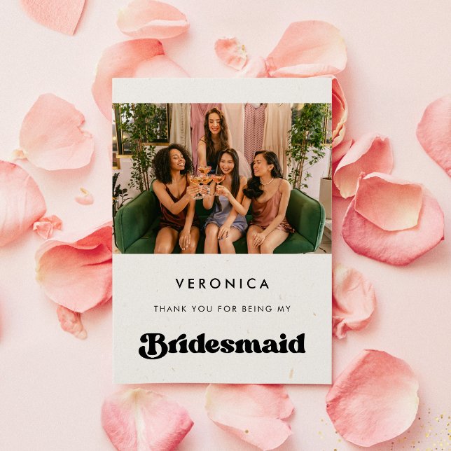 Na moda retro Bridesmaid Obrigado Cartão com fotos (Criador carregado)