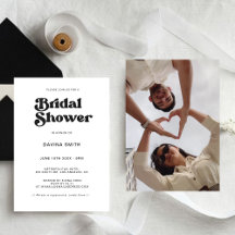 Na moda retro Chá de panela preto e branco Convite