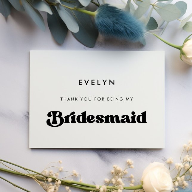 Na moda retro obrigado Bridesmaid cartão de texto (Criador carregado)