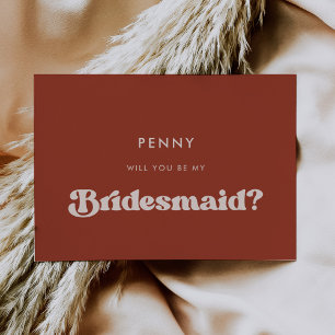Na moda retro terracotta Cartão de proposta Brides