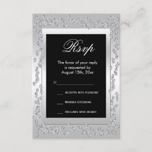 Na moda Silver Diamantes 60ª RSVP de Casamento